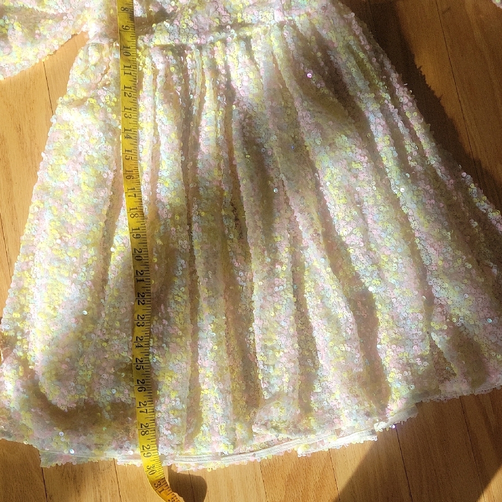Selkie The Rainbow Sparkling Sequin Puff Sleeve Dress - Picture 16 of 16